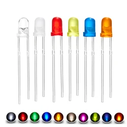 3mm LED Diode Kit Ultra Bright Warm White Red Green Blue UV Purple Yellow Orange Pink Clear Diffused Lens F3 Emitting Assortment