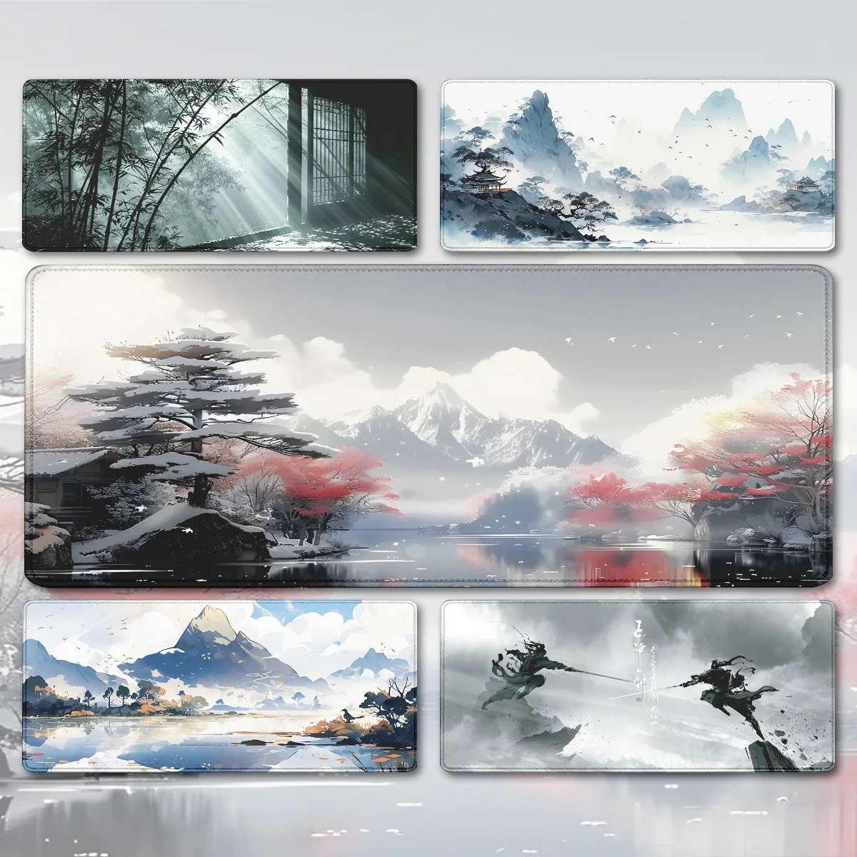 Chinese Brush Painting Art HD Printing XXL teclado mouse pad Gamer Accessory Hot Large Computer Lock Edge Keyboard Anime Cartoon