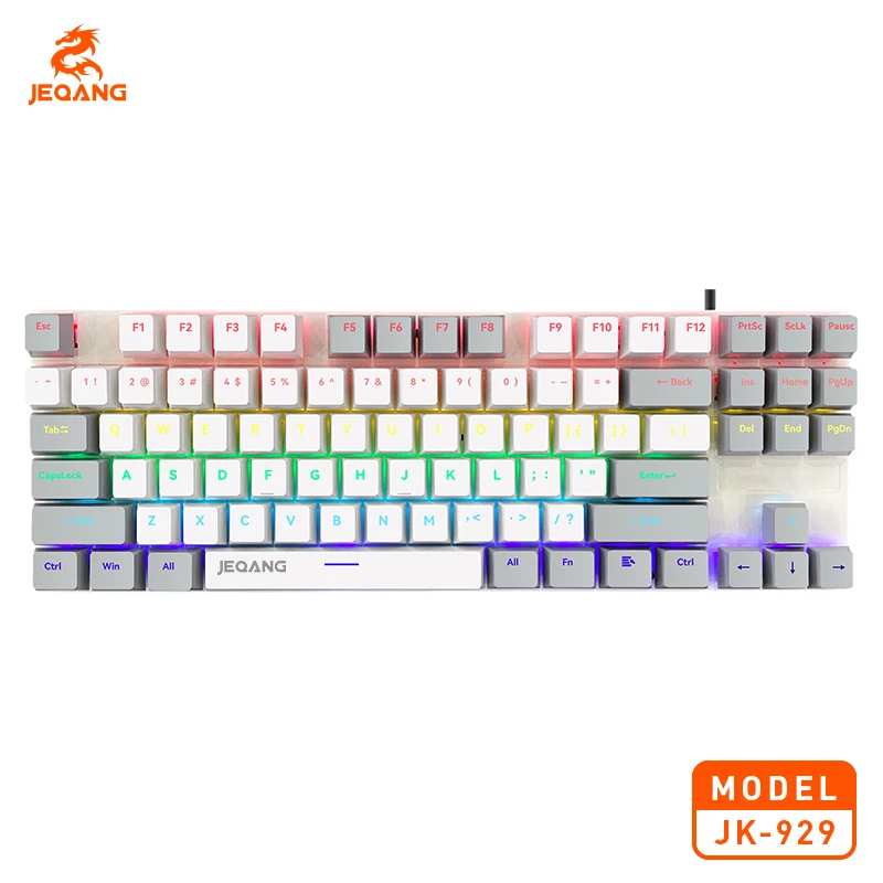 لوحة مفاتيح ميكانيكية مقاومة للماء JEQANG JK-929، مفتاح كامل بدون ثقب، 8 مجموعات من أوضاع الألعاب، لوحة مفاتيح مخصصة لإضاءة الألعاب