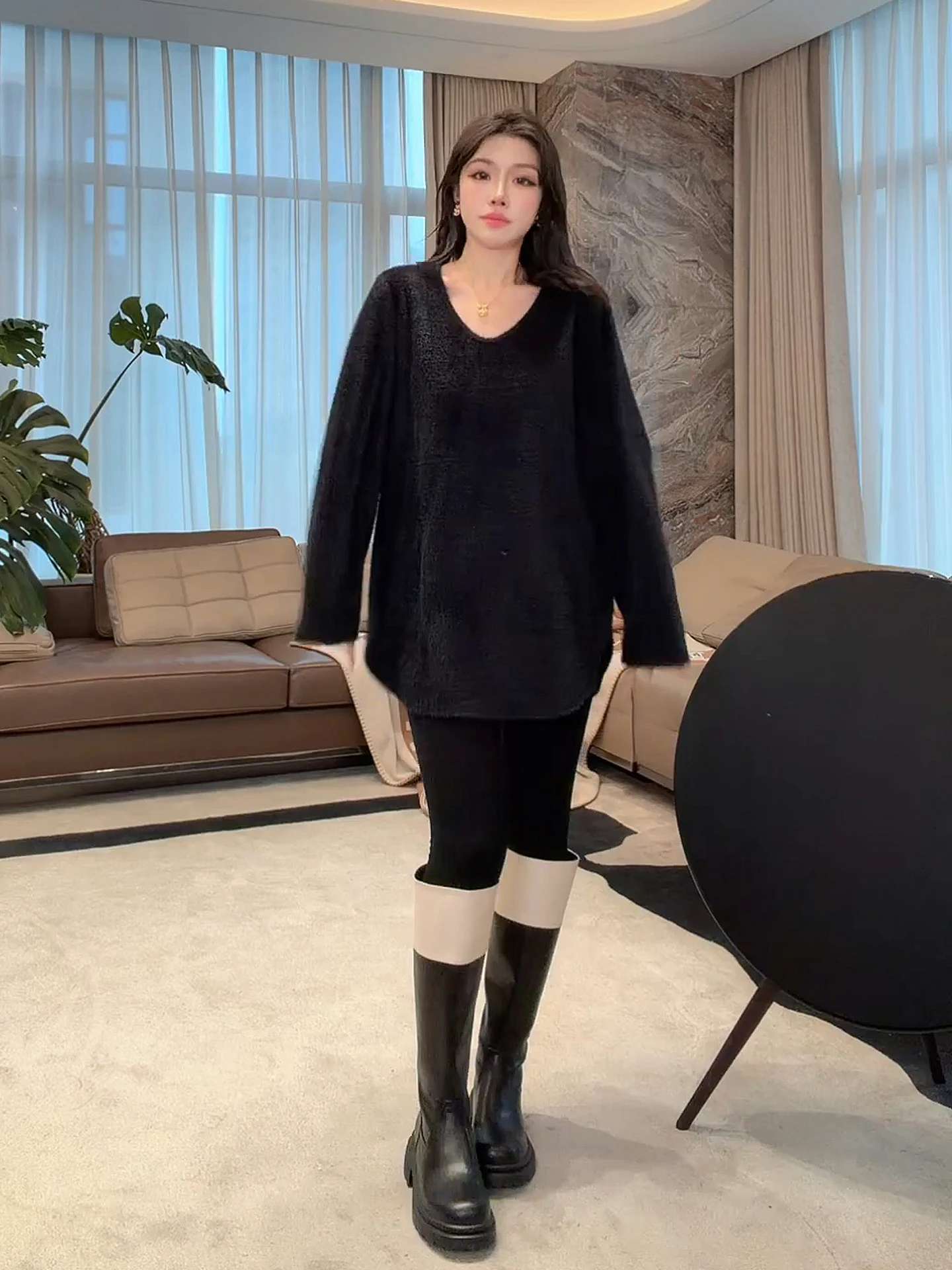 

Женская дышащая футболка Me mat Sle Sauna Long Sve из смесового хлопка с V-образным вырезом, средней длины, модная, универсальная.