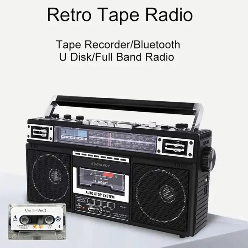 새로운 휴대용 서라운드 사운드 홈 USB 디스크 TF 카드 FM 라디오 빈티지 붐박스 AM/SW/FM 3 밴드 레코더 라디오 무선 BT 스피커