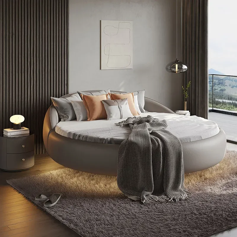 

Для высокой кровати, дешевая цена, мягкие кровати, двуспальная кровать размера «queen-size», роскошная круглая мебель для спальни, круглая кровать для хранения