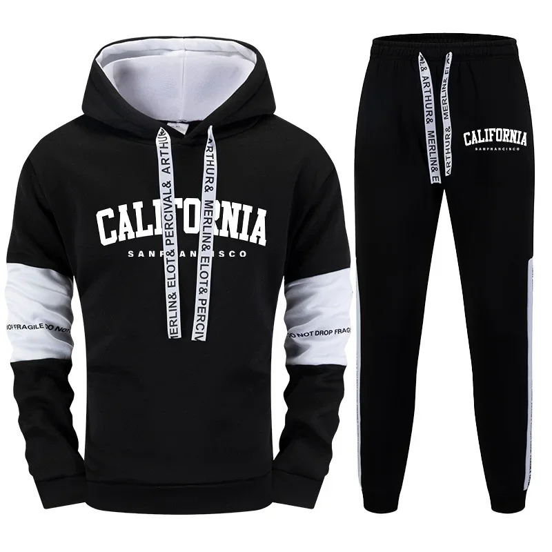 

Fashion Mens Tracksuit Print Casual Single Piece Sweatshirts Sweatpants Office Home Hoodie Pants Sports Jogging Mens Clothing