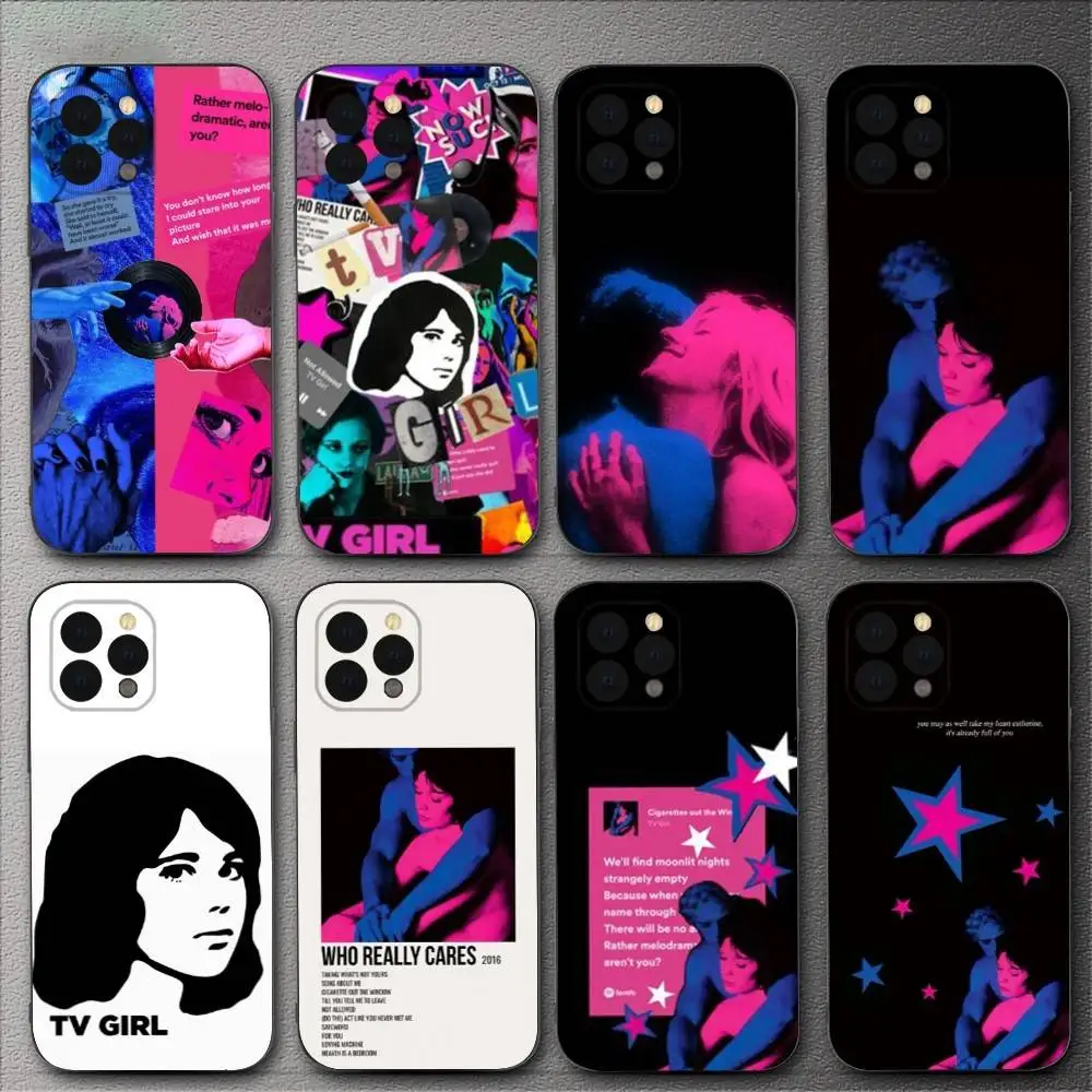 

T-TV Girl Music Phone Case For iPhone 16,15,14,13,12,11,XS,XR,X,8,7,Pro,Max,Plus,mini Silicone Black Cover