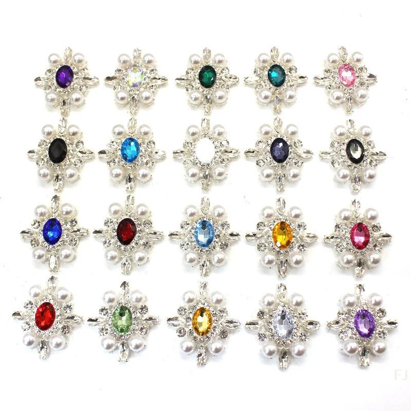 

[YU] 35*40 мм овальный сплав с плоским дном, декоративные аксессуары, жемчужные стразы, цветочная тарелка, аксессуары для самостоятельного изготовления