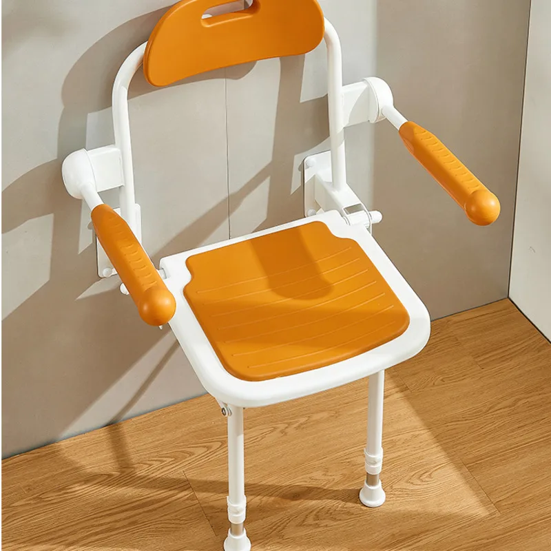 Foldable Bathroom Chair For The Disabled Anti-slip Belt Back Elderly Bath Stool Home Toilet Bathroom Safety Accessories