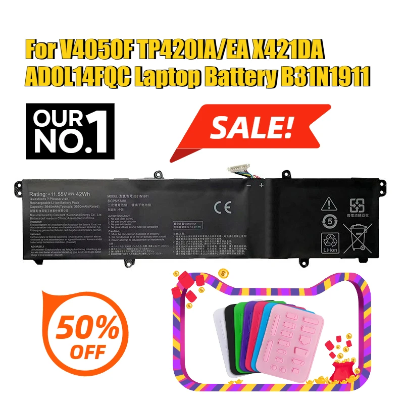 

For V4050F TP420IA/EA X421DA ADOL14FQC Laptop Battery B31N1911
