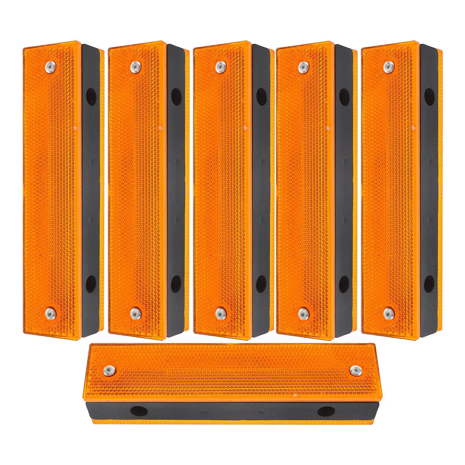 6PCS Double Sided Yellow Reflective Markers Rectangle Signs for Tunnel Walls Fences Traffic Control Outdoor