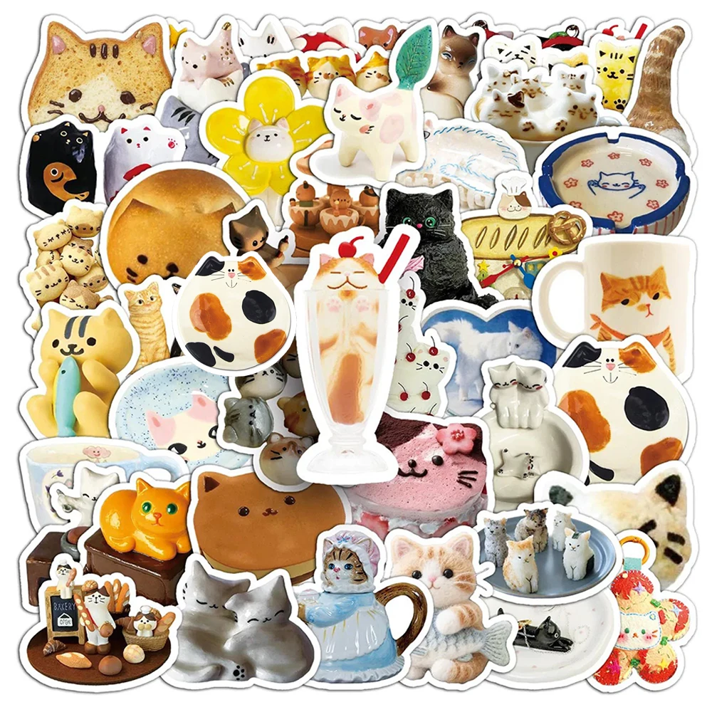 

10/30/50pcs Cute INS Animal Cat Cartoon Stickers Creative Aesthetic Graffiti Decals Skateboard Guitar Laptop Waterproof Sticker