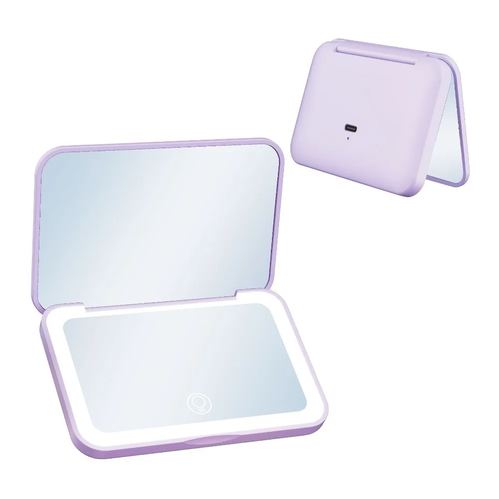 3 Color Light Portable Makeup Mirror With Touch Screen USB Rechargeable Folding Dressing Mirror Adjustable LED Light Mirror