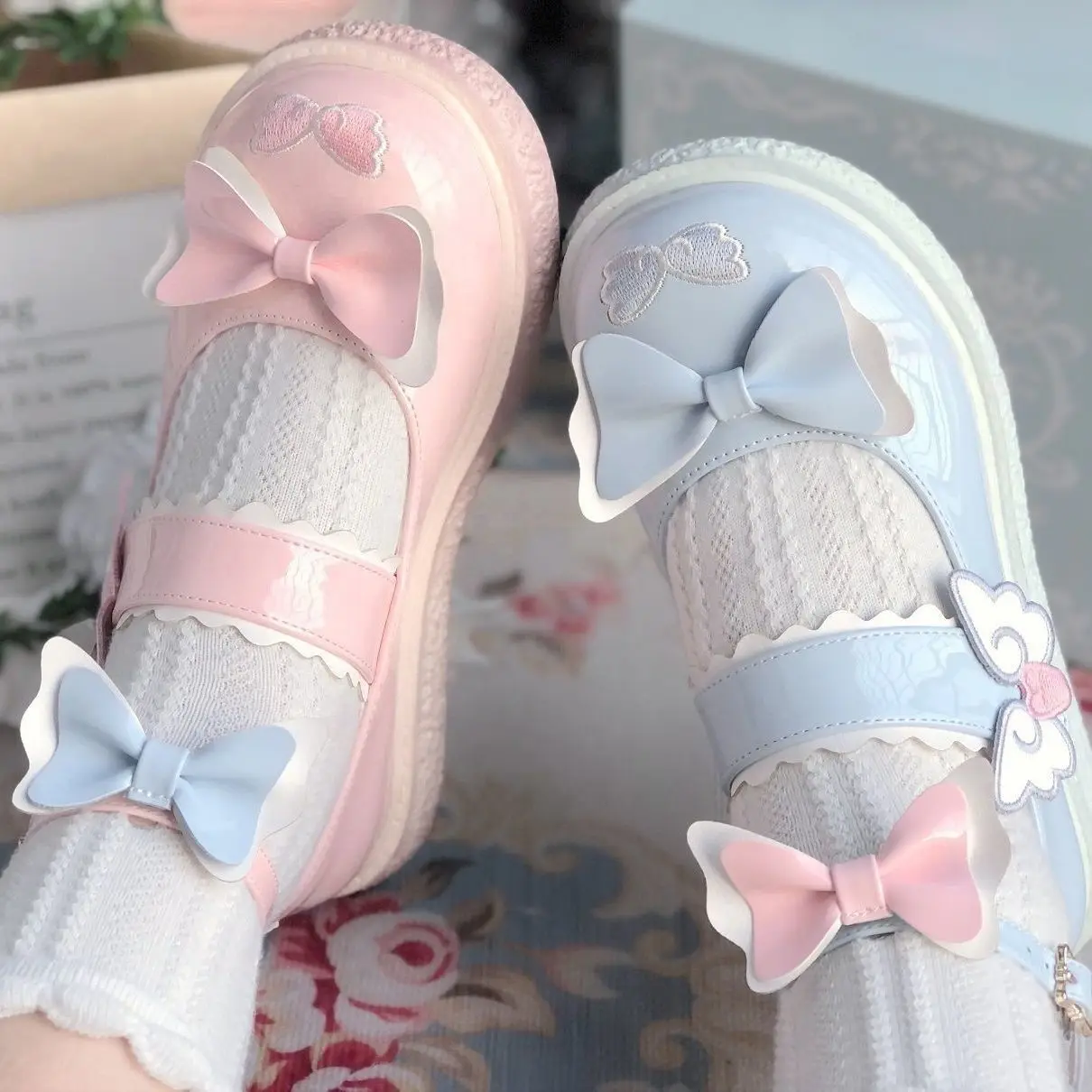 Lolita Shoes Round Head Cute Jk Big Head Single Shoes Female Student Soft Sister Lace Bowknot Leather Shoes Cosplay Cos Loli