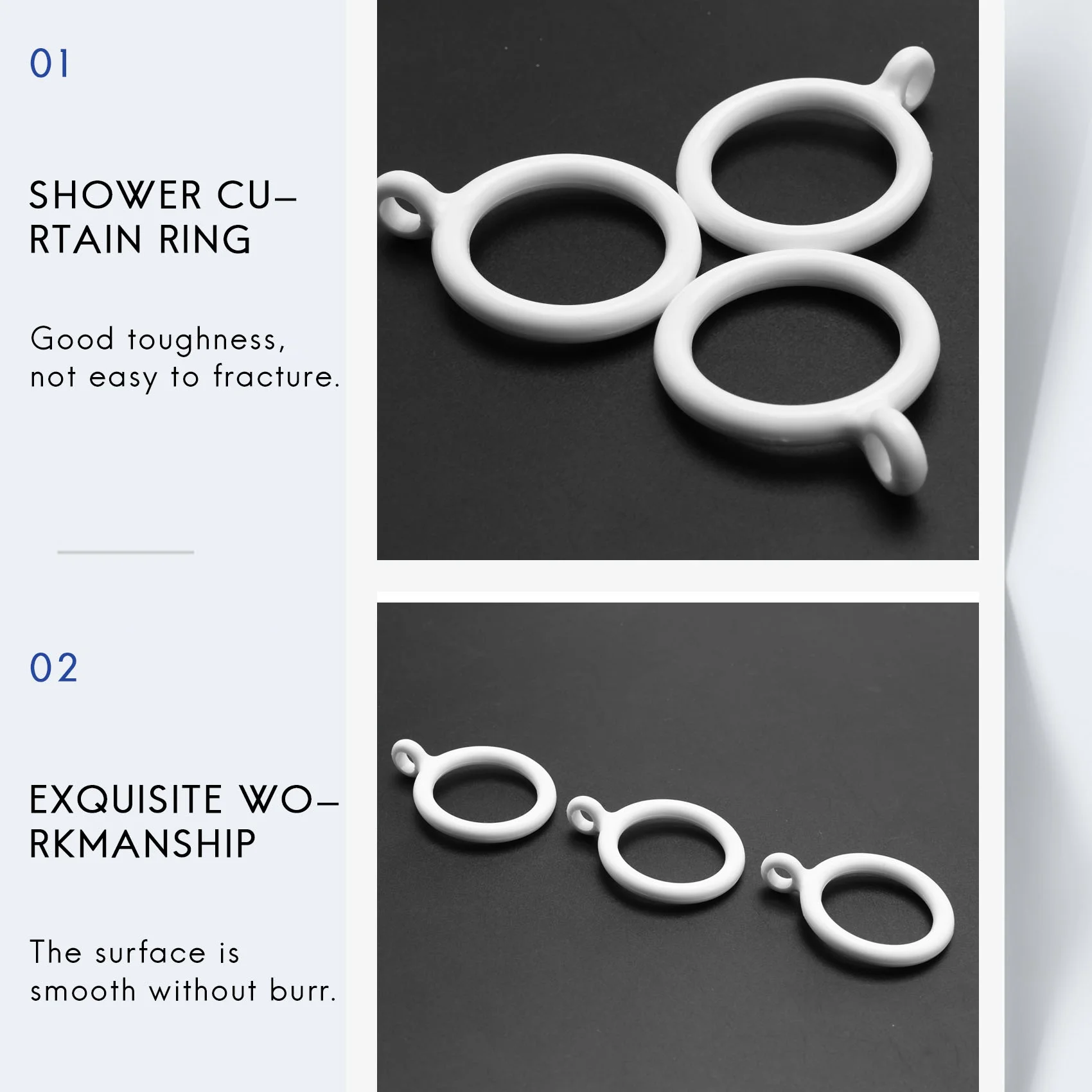 ABLK 20X White 25Mm Inner Plastic Curtain Rings