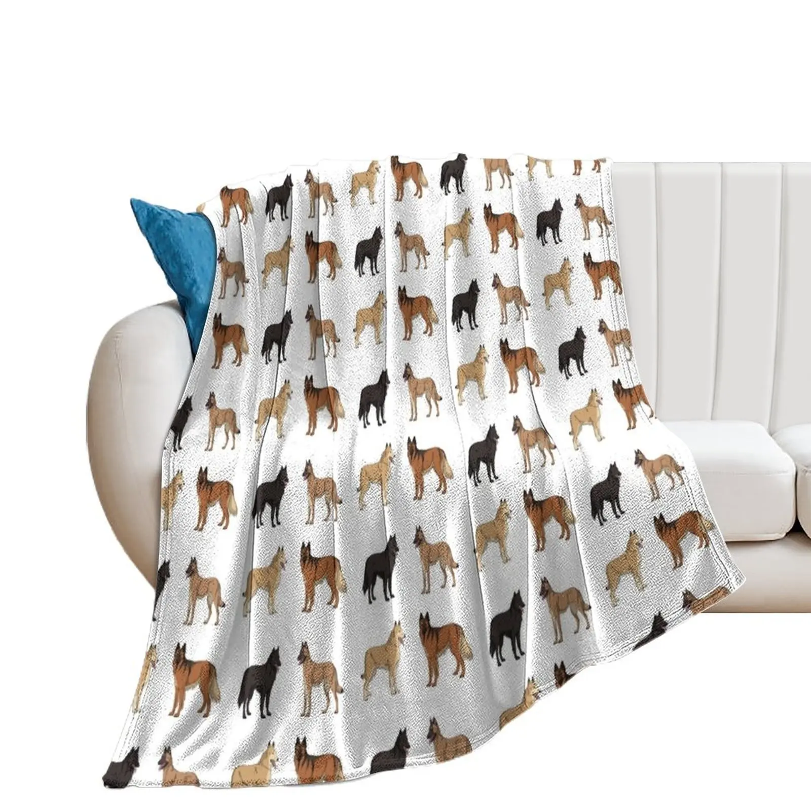 

Set - Belgian Shepherds Throw Blanket Moving Soft Plaid Blankets