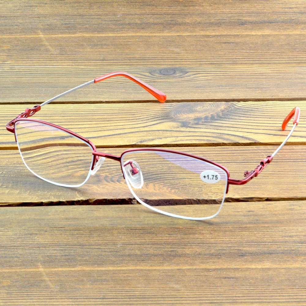 Clara Vida Red Half-Rim Progressive Antireflective Coated Multifocal Reading Glasses +1 +1.5 +2 +2.5 +3 +3.5 +4