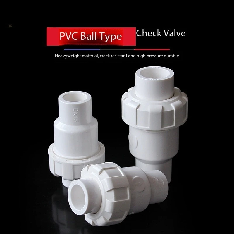 

20~110mm PVC Ball Check Valve Sewer Pipe Drain One Way Return Flap Valve General Garden Watering Irrigation Water Pipe Connector
