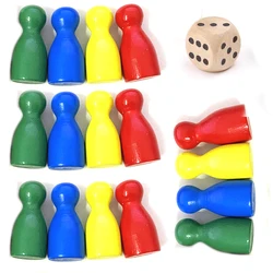 16Pcs Children's Humanoid Wooden Puzzle Game Wooden Board Game Chess Pieces Humanoid Checkers Pieces Flying Chess