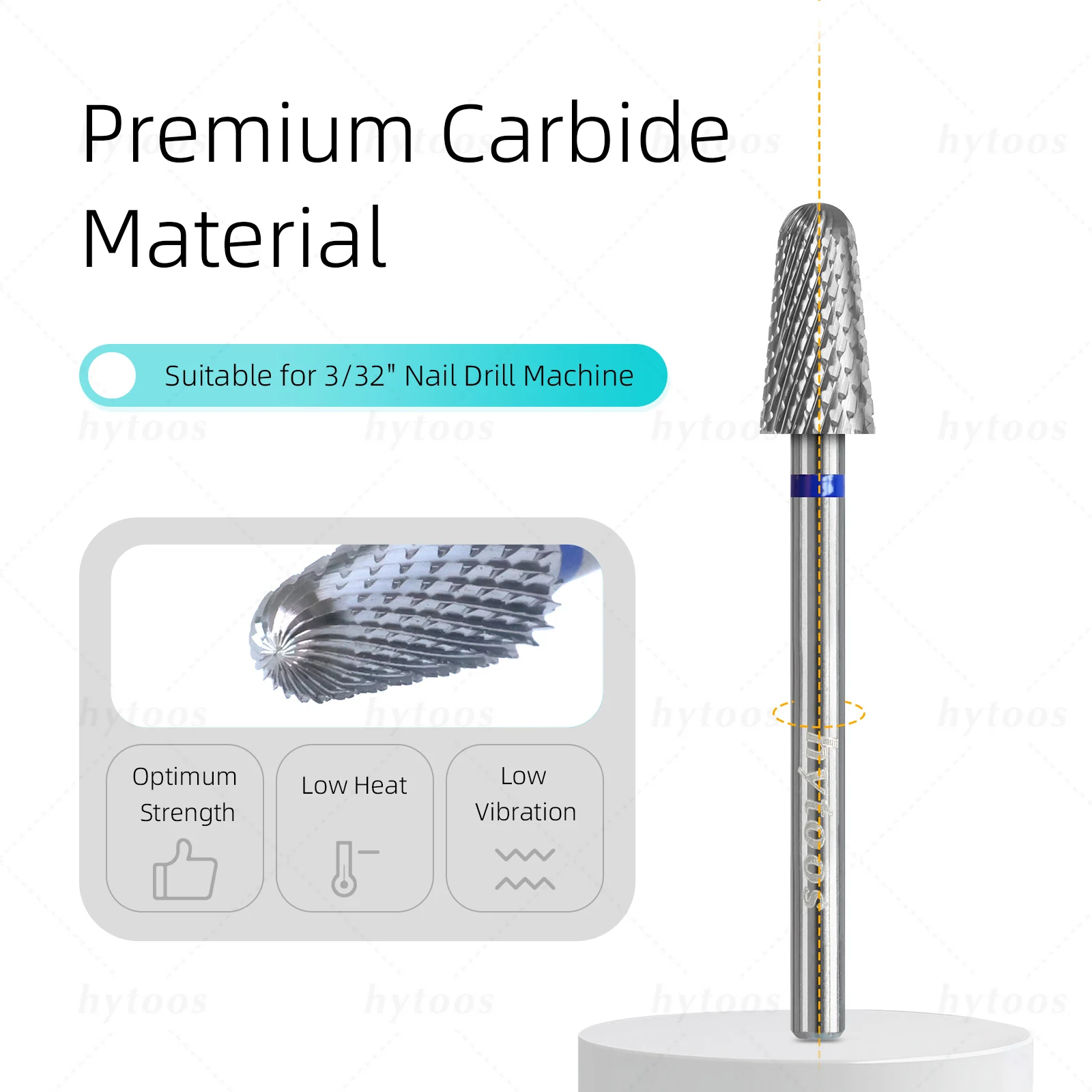 HYTOOS Veiligheid Carbide Nagelboren Ronde Cut Taps toelopende Nagelbit Dikke Gel & Acryl Verwijdering Pro Elektrische Manicure Boren Tool