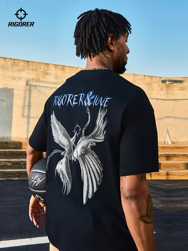 

RIGORER Summer Unisex Cotton Short-Sleeved Sports Top | Casual Trendy Loose Pullover for Men & Women