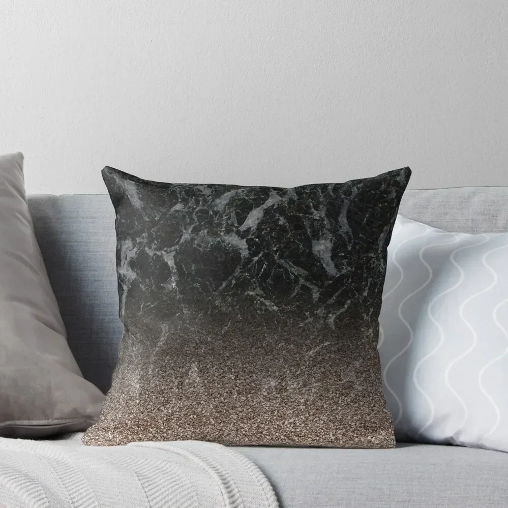 

Glitter ombre - black marble & rose gold glitter Throw Pillow Sofa Cover New year pillow