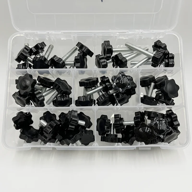 M5 M6 M8 Sternform Gewinde Klemmgriff Bolzen Bakelit Handknopf Anziehschraube Industrieausrüstung Kunststoff Stahl Set – Detail 11