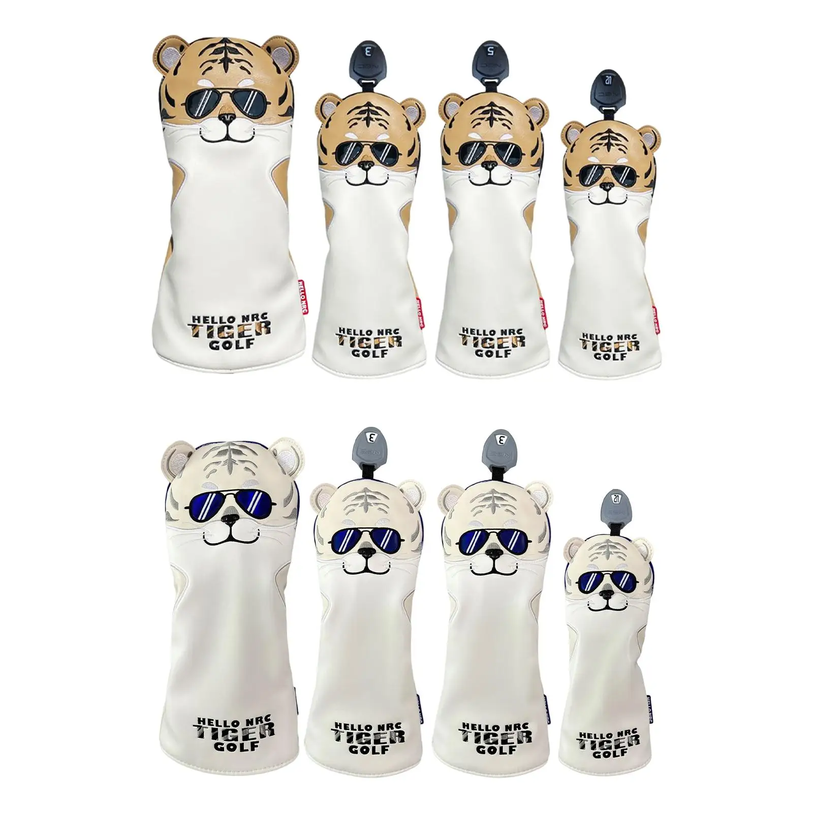 

4x golf headcovers made of wood Headcovers with interchangeable