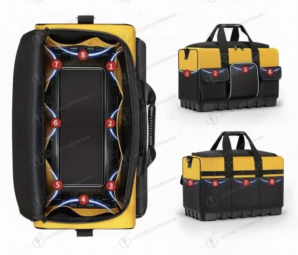 18 Inch Large Capacity Electrician Tool Bag With 6 External Pockets Portable Storage Tool Bag For DIY Craftsmen Maintenance Work