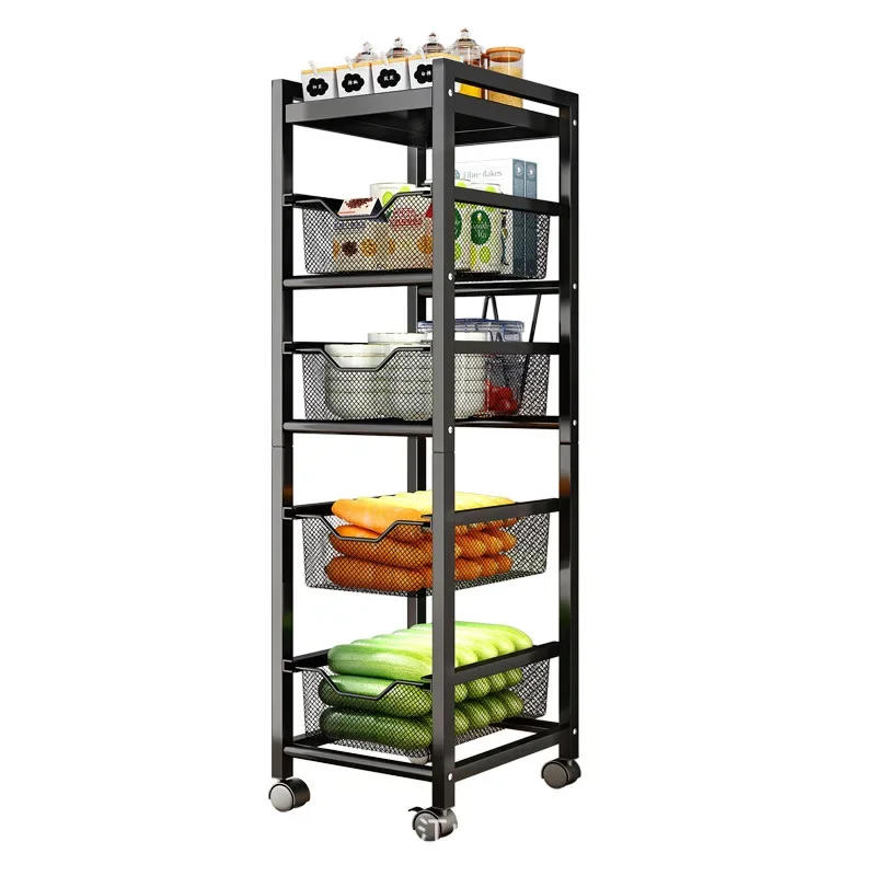 

Kitchen storage Multi Layer vegetable Rack Folding rotating Metal fruit and vegetable basket organizer