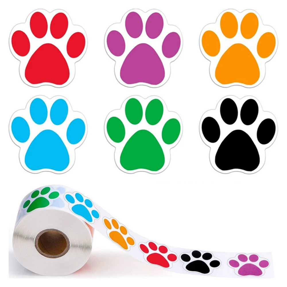 500PCS/Roll 2.5*2.5CM Dog Footprint Stickers PVC stickers children's items marking props toys children's stickers