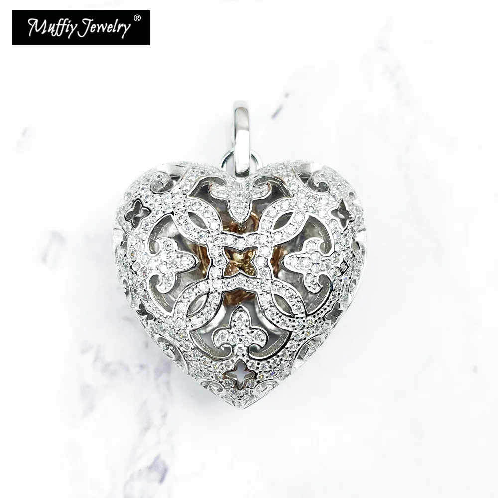 Pendant Heart Locket Openable 925 Sterling Silver Zircon Stones Glam Fine Jewerly Accessories Fit Necklace Love Gift For Women