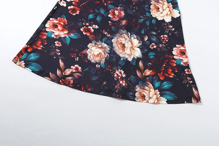 Weird Puss Sexy Rückenfreies Langes Kleid für Damen mit Blumenmuster, Schnürung, Neckholder, Tiefer Ausschnitt, Ärmellos, Mitternachts-Abendkleid, Elegantes Vestido – Detail 9