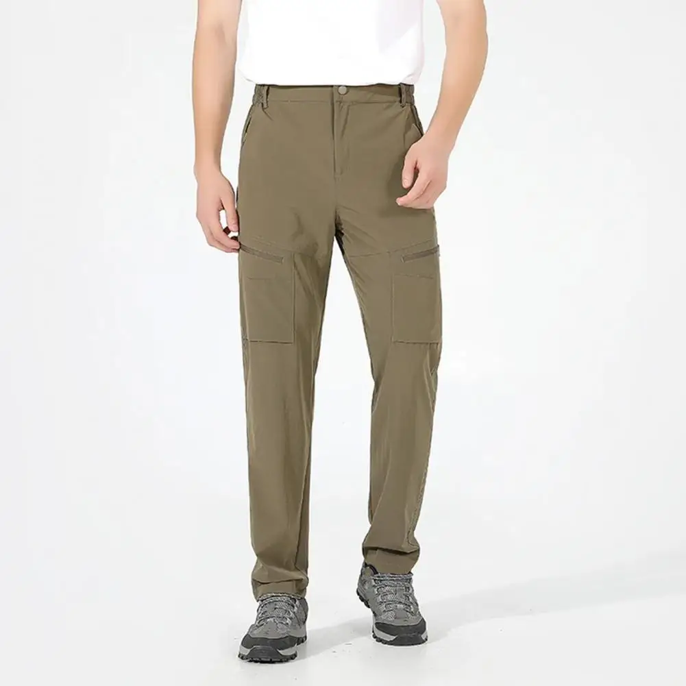 Leisure Pants Waterproof Unisex Climbing Pants with Multi Pockets Elastic Waist for Travel Quick-drying Wide for Outdoor for Men