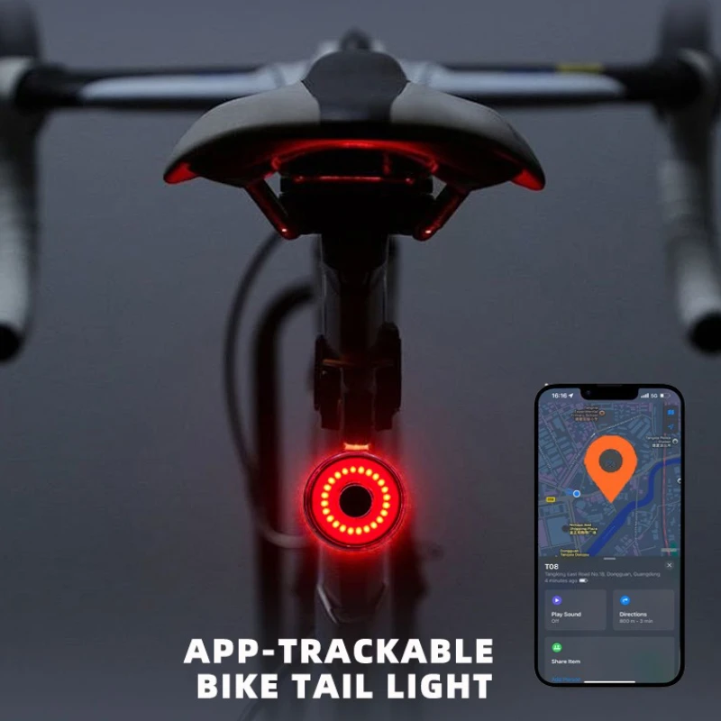 

GPS-enabled Bicycle Rear Light Waterproof App-trackable MTB Road Bike Taillight Ultra-Bright Cycling Rear Lamp Bike Accessories