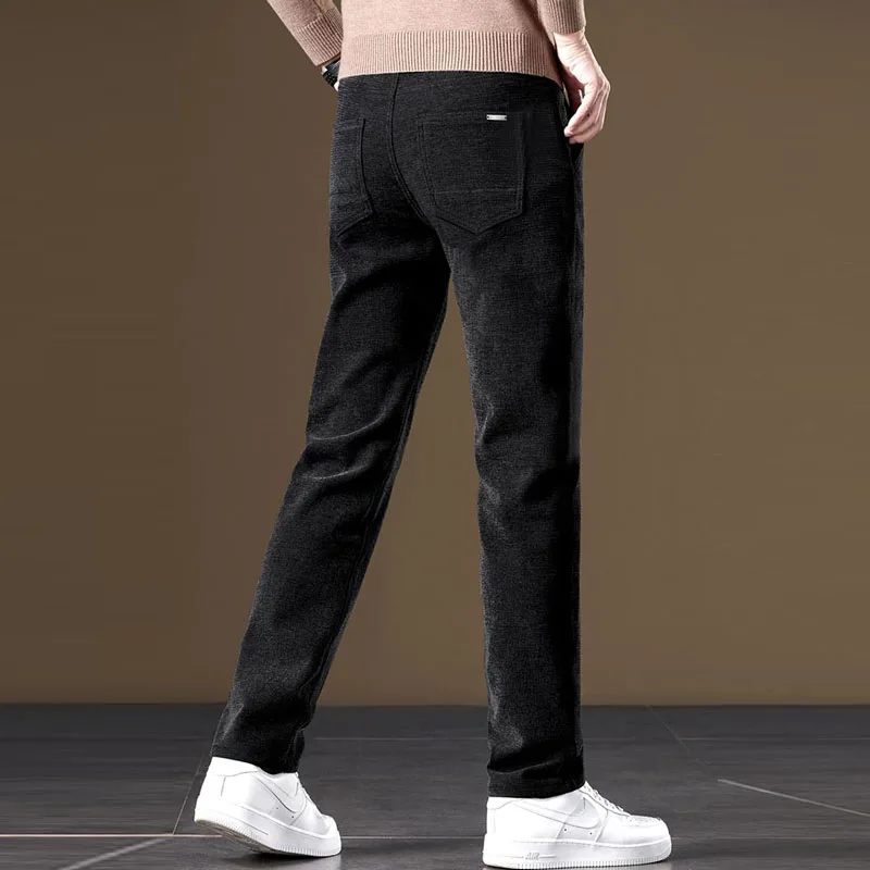 

Autumn New Business Chenille Casual Pants Men's Slim Fit Straight Trousers Trendy Versatile Commuting Outdoor Male Long Pants