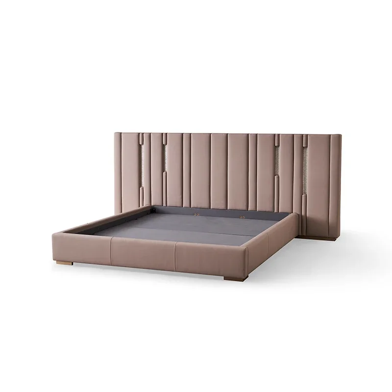 # for Fashion Bedroom Furniture Hotel Villa Double Bed Designs Nubuck Leather High Back Italian Modern Luxury King Beds