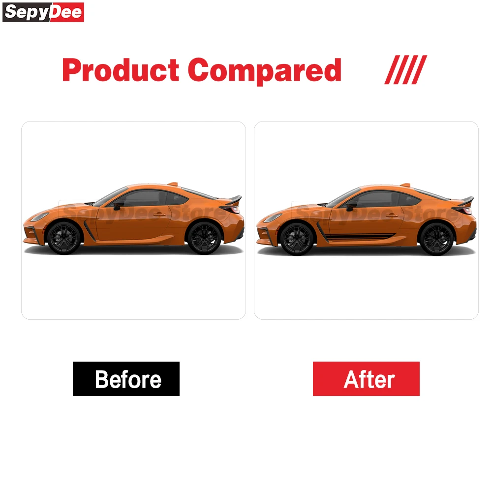 2Pcs For Toyota GR86 Car Door Side Skirt Stickers Racing Sport Auto Body Decor Stripe Graphic Vinyl Decals Car Accessories