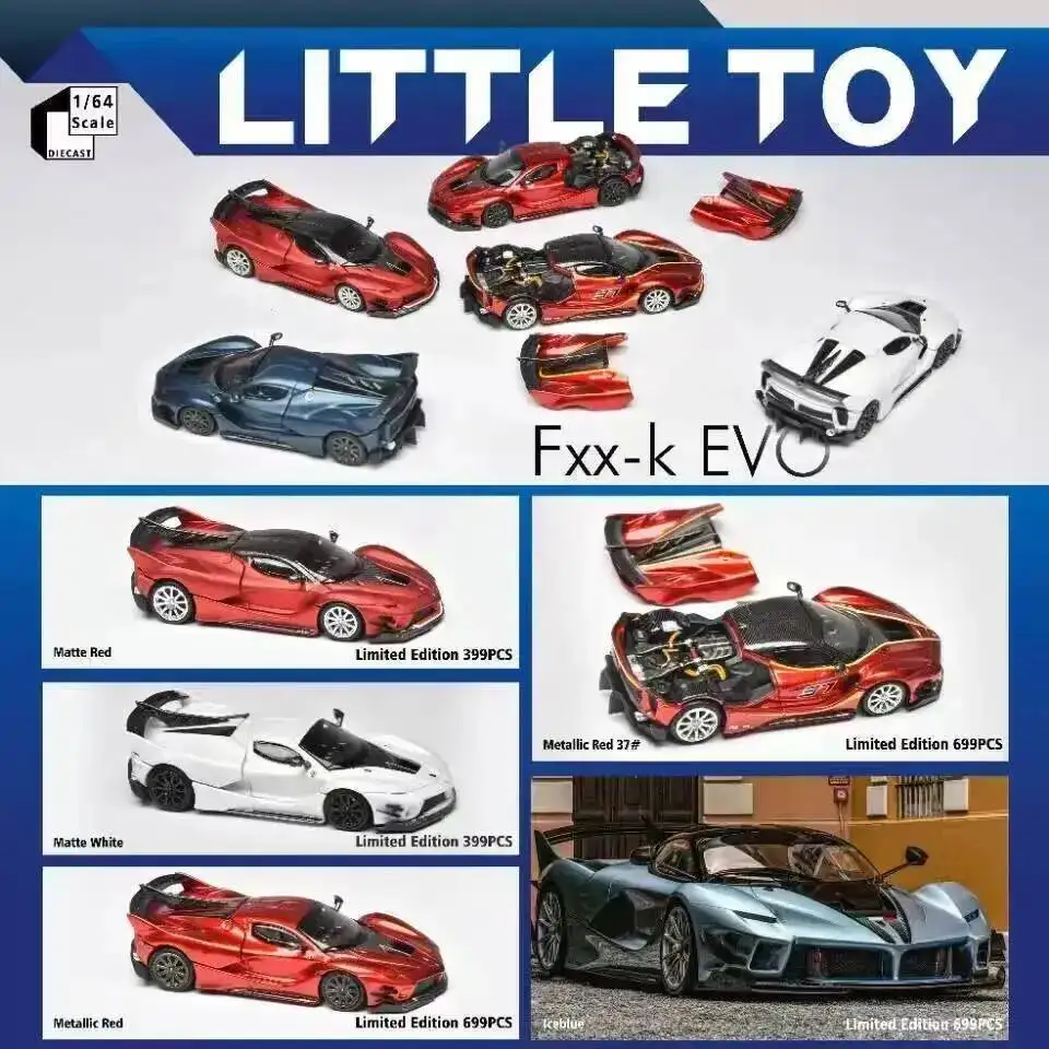 لعبة صغيرة ما قبل البيع 1:64 FXXK EVO غطاء محرك السيارة المفتوح Diecast نموذج سيارة جمع ألعاب مصغرة