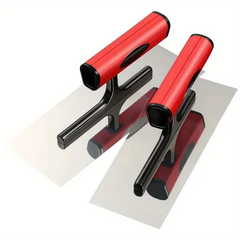 2pcs Stainless Steel Putty Knife Set with Red Magnesium Alloy Handles, 0.5mm Thickness - Ideal for Construction & Renovation