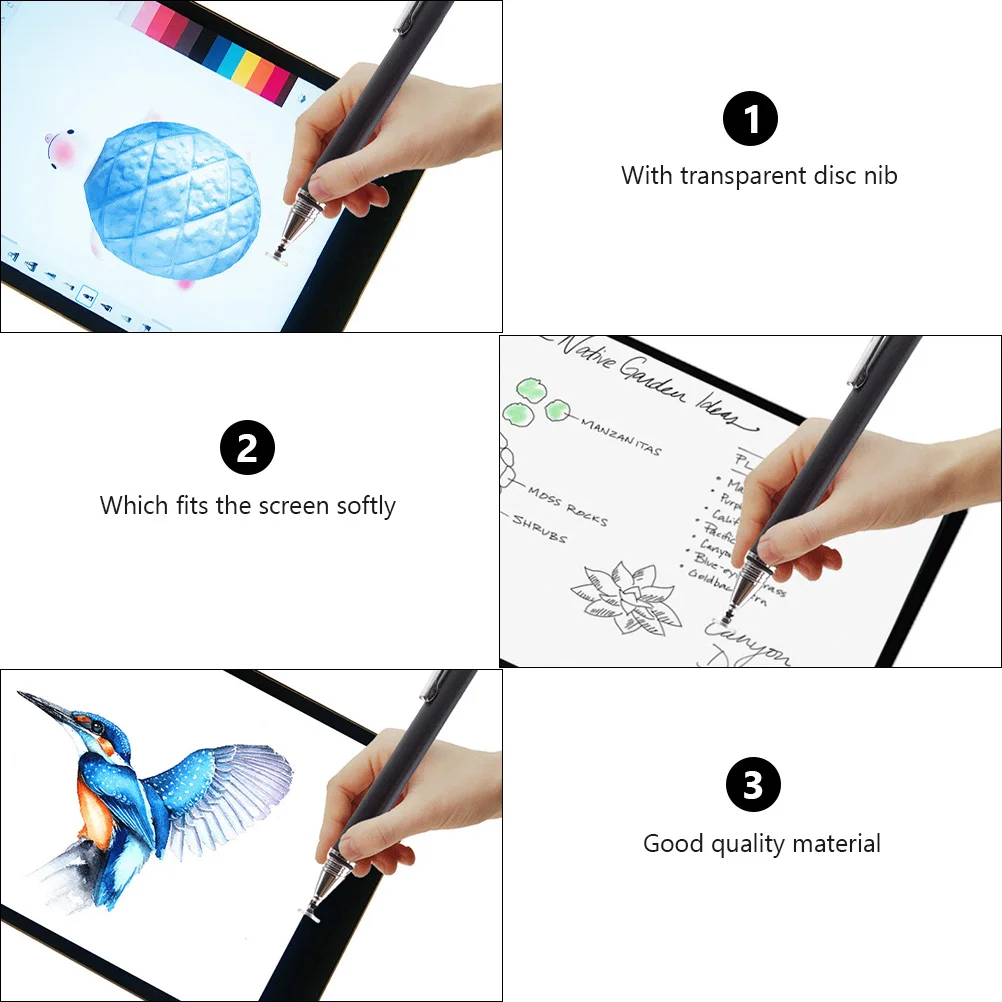 Stylus Pen For Touch Screen Transparent Disc Nib High Sensitivity Replaceable Tip Universal Capacitive Stylus For Tablet