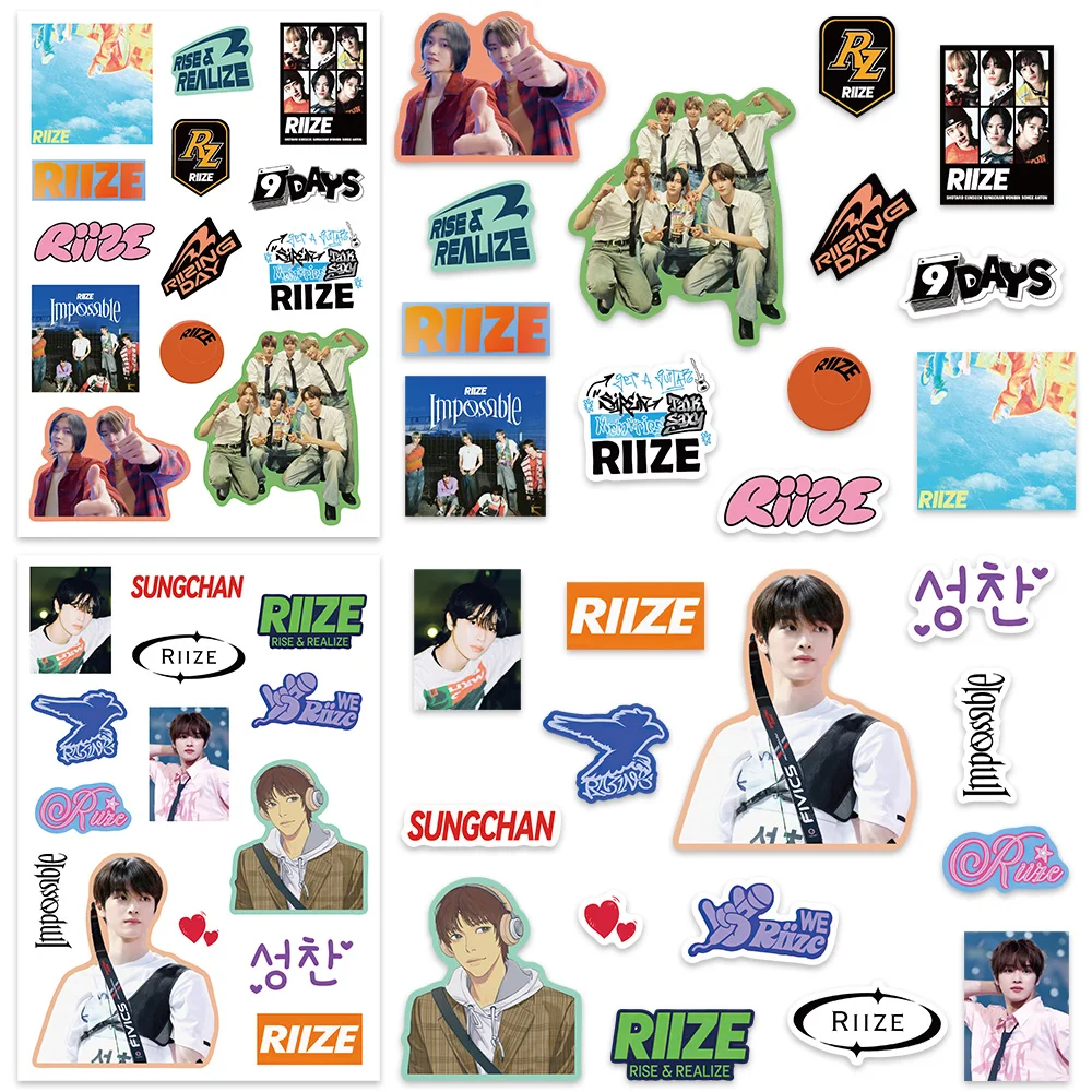 8/16/32Sheets Korean Male Group Stars riize DIY Puzzle Stickers Dress Up Game Face Funny Assemble Stickers Kids Boys Girls Toys