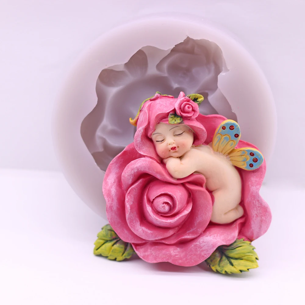 

New Rose Doll Silicone Fondant Mould Chocolate Sugarcraft Cake Decor Baking Mold Flower Fairy Baby DIY Resin Clay Craft