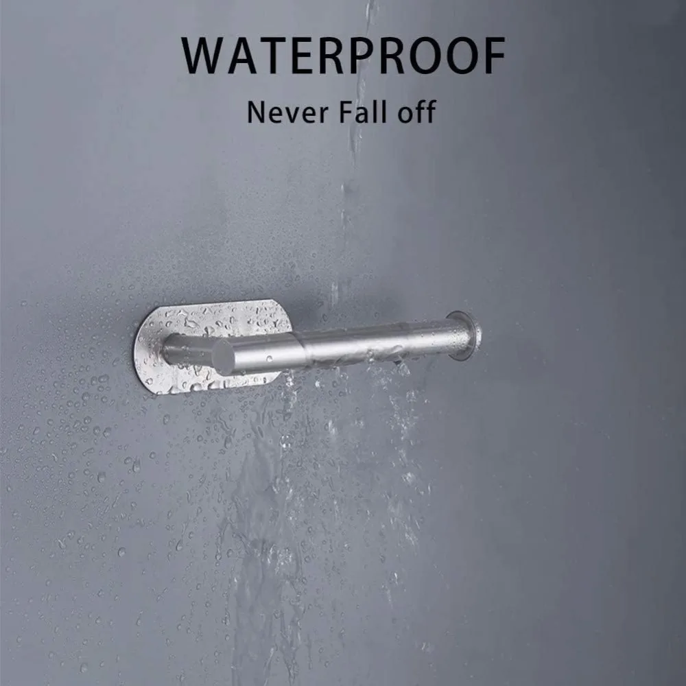 حامل ورق تواليت 3M بدون حفر للحمام والحمام، SUS304 من الفولاذ المقاوم للصدأ المصقول والنيكل (فضي) #4