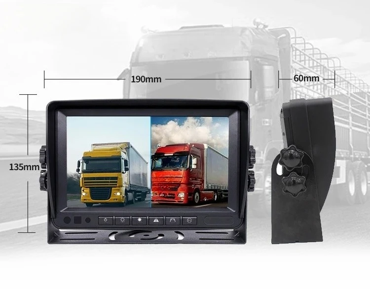 Truck wireless camera surveillance system 2 split 7 inch screen