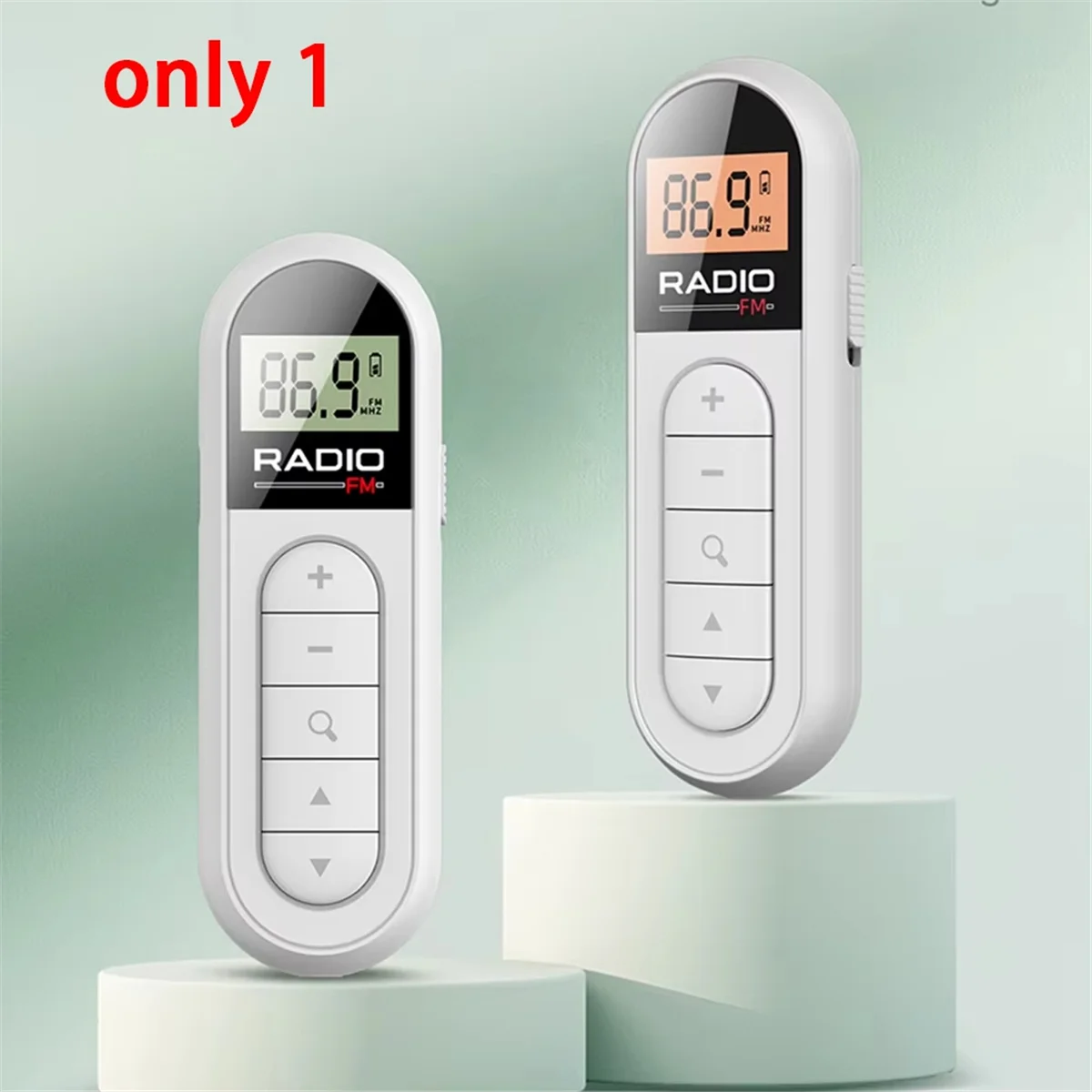 POP-lFM Radio retroilluminata Display LCD Mini radio tascabile con clip con cuffie da 3,5 mm Radio walkman personale per passeggiate