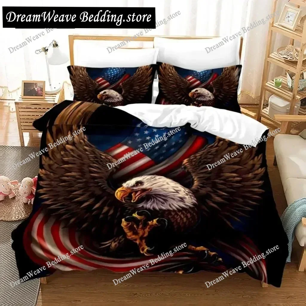 American Flag Independence Day Freedom Theme Style Duvet Cover Pillow Case Bedding Set Quilt Cover Double Bed Home Textile592