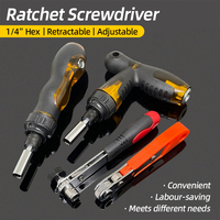 Telescopic Screwdriver Magnetic Bits Drivers Set Adjustable Ratchet Wrench Dual-Purpose Spanner Handle Socket Repair Hand Tools