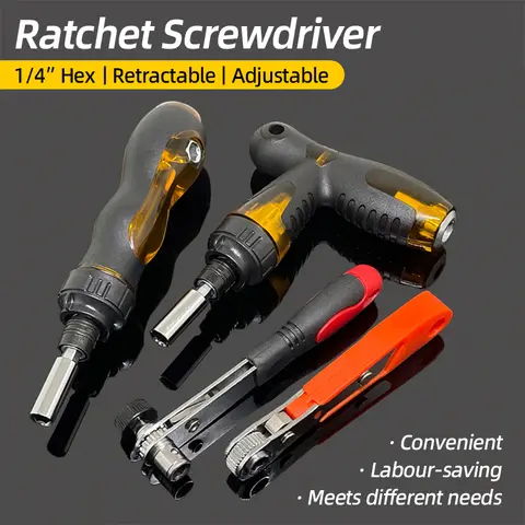 Ratchet Wrench Telescopic Screwdriver Magnetic Bits Drivers Set Adjustable Dual-Purpose Spanner Handle Socket Repair Hand Tools