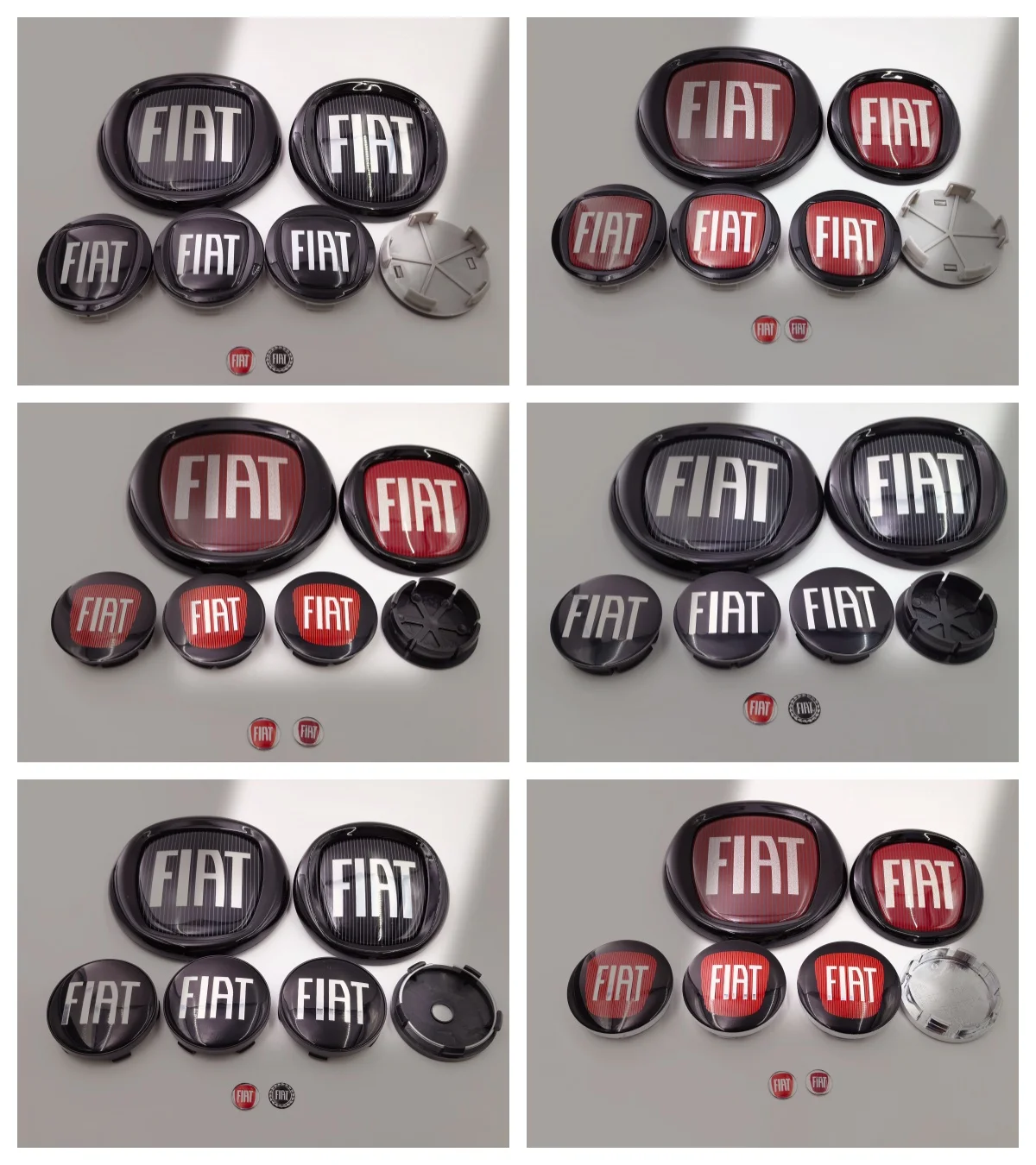 8 peças Emblema/Logotipo Fiat para Carro 85/120mm, Emblema para Capô e Porta-Malas Traseiro, Emblema/Tampa de Centro de Roda 50/56/60mm