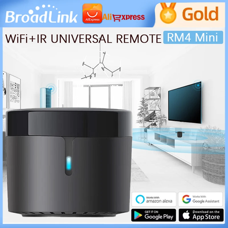 

BroadLink RM4 Mini WiFi IR Remote Smart IR Remote Control Via SmartLife for Air Conditioner TV Universal Infrared Remote