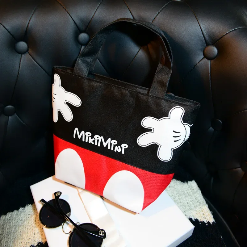 Nieuwe Disney Fashion Trend Handtassen Toevallige Kleine Tas Mickey Mouse Draagbare Canvas Tas Handboeien Zak Lunchbox Tas