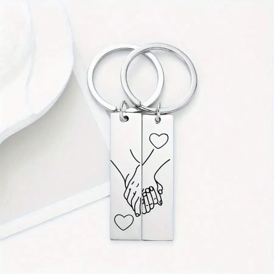Stainless Steel Heart Keychain Set for Couples